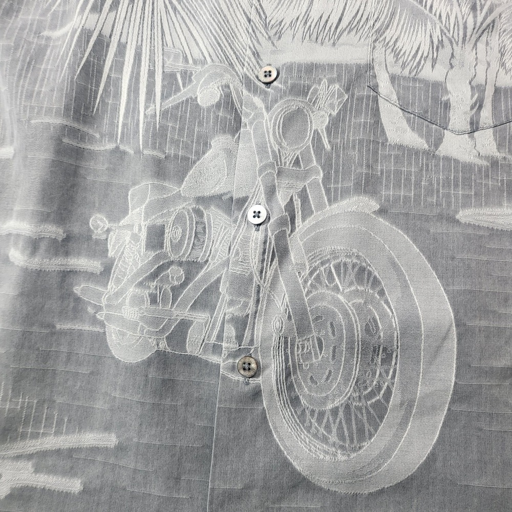 Harley-Davidson Shirt Mens XL Gray Motorcycle Short Sleeve Hawaiian Button Front - Picture 2 of 8